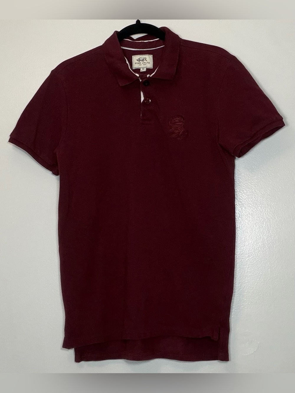 Ecko Unlimited Men's Burgundy Polo Shirt with Subtle Logo